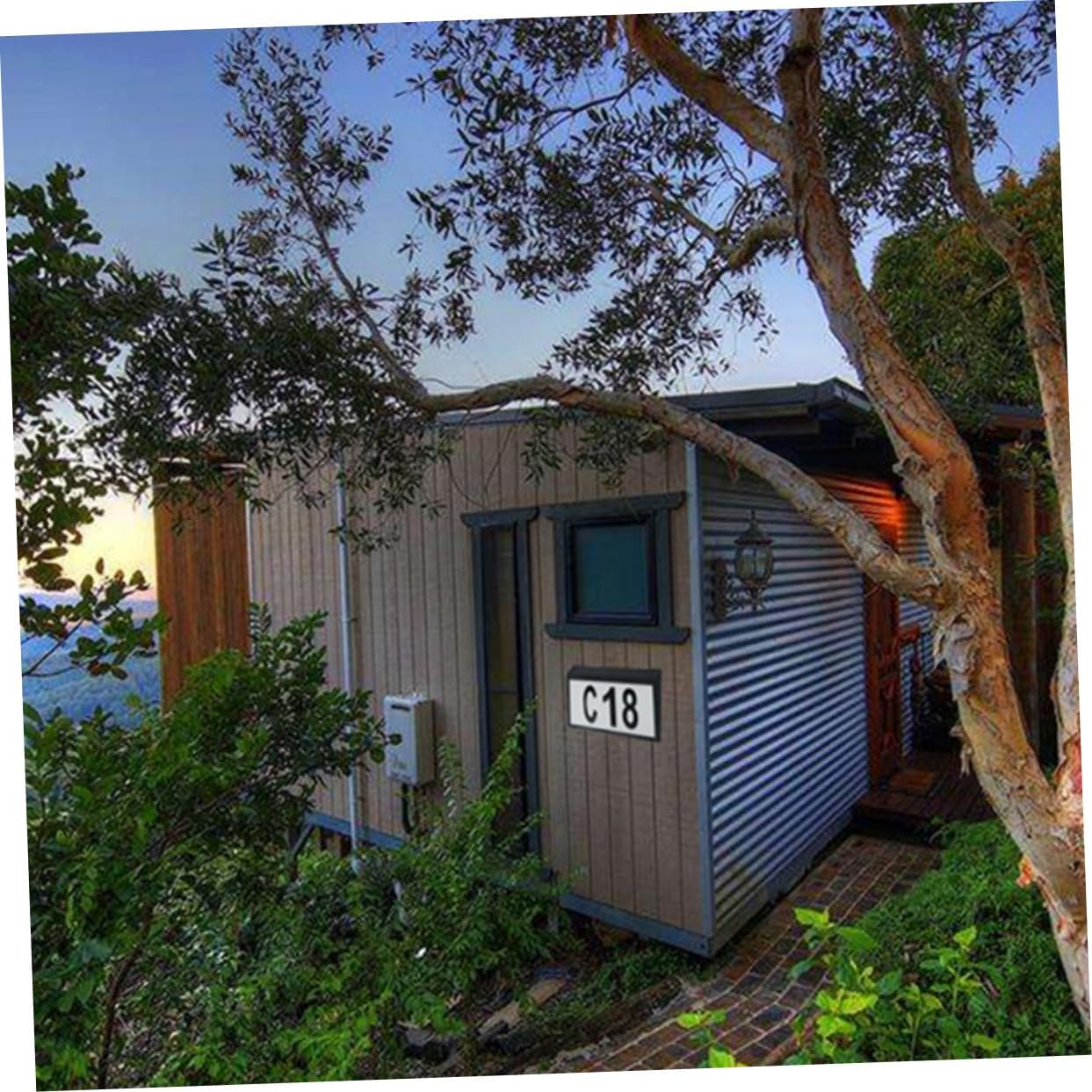 Solar Address Sign Light Outdoor Number Plaque Waterproof Solar-Powered Doorplate Light and Ground Stake 1 Set