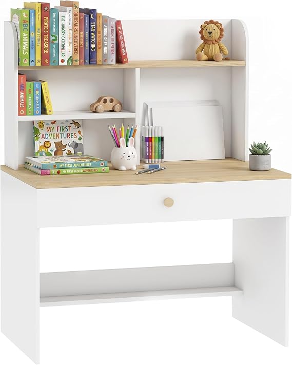 AIYAPLAY Bureau en Bois pour Enfants avec Espaces de Rangement