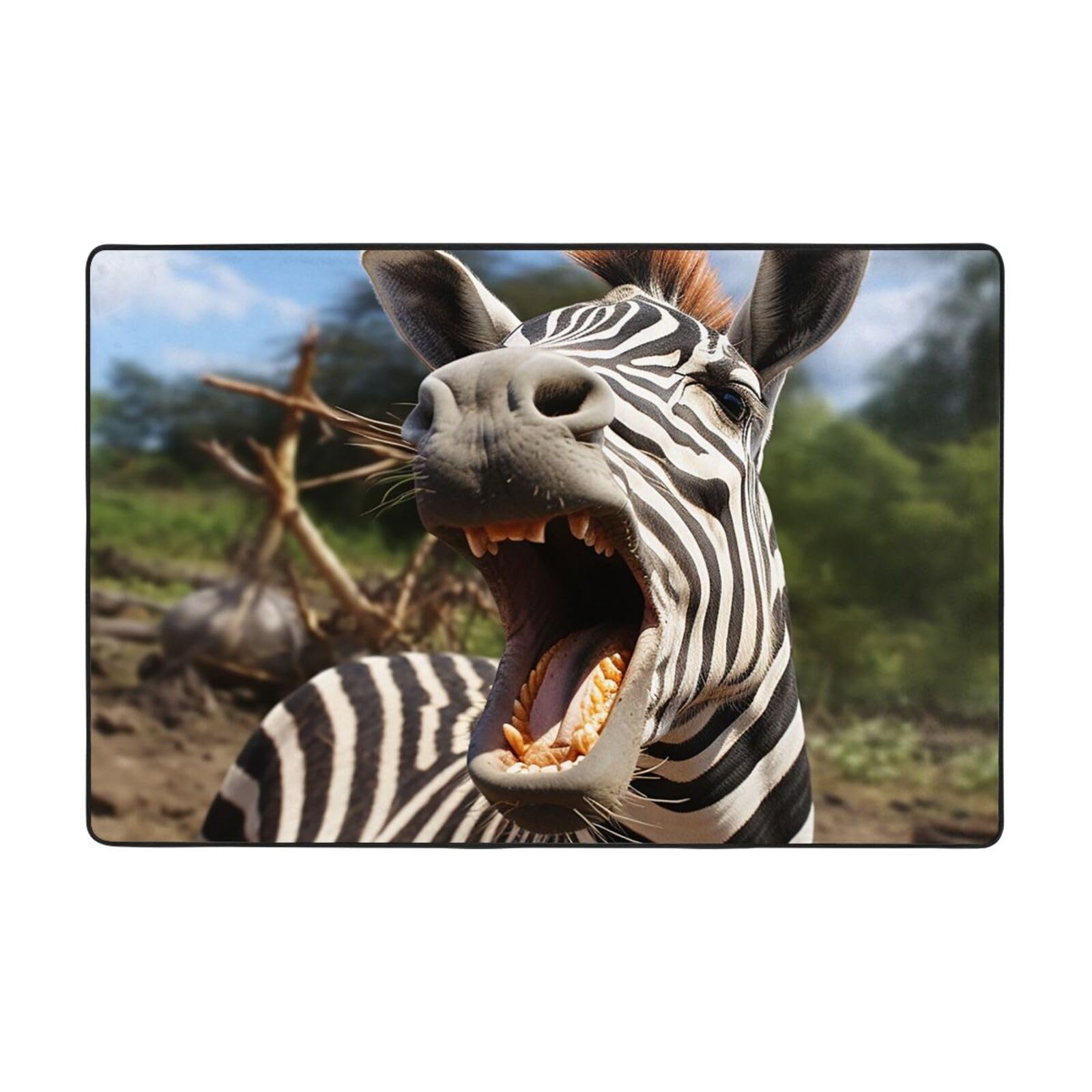 Tapis lavable Funny Zebra pour éliminer la poussière et les glissades sur le parquet du salon
