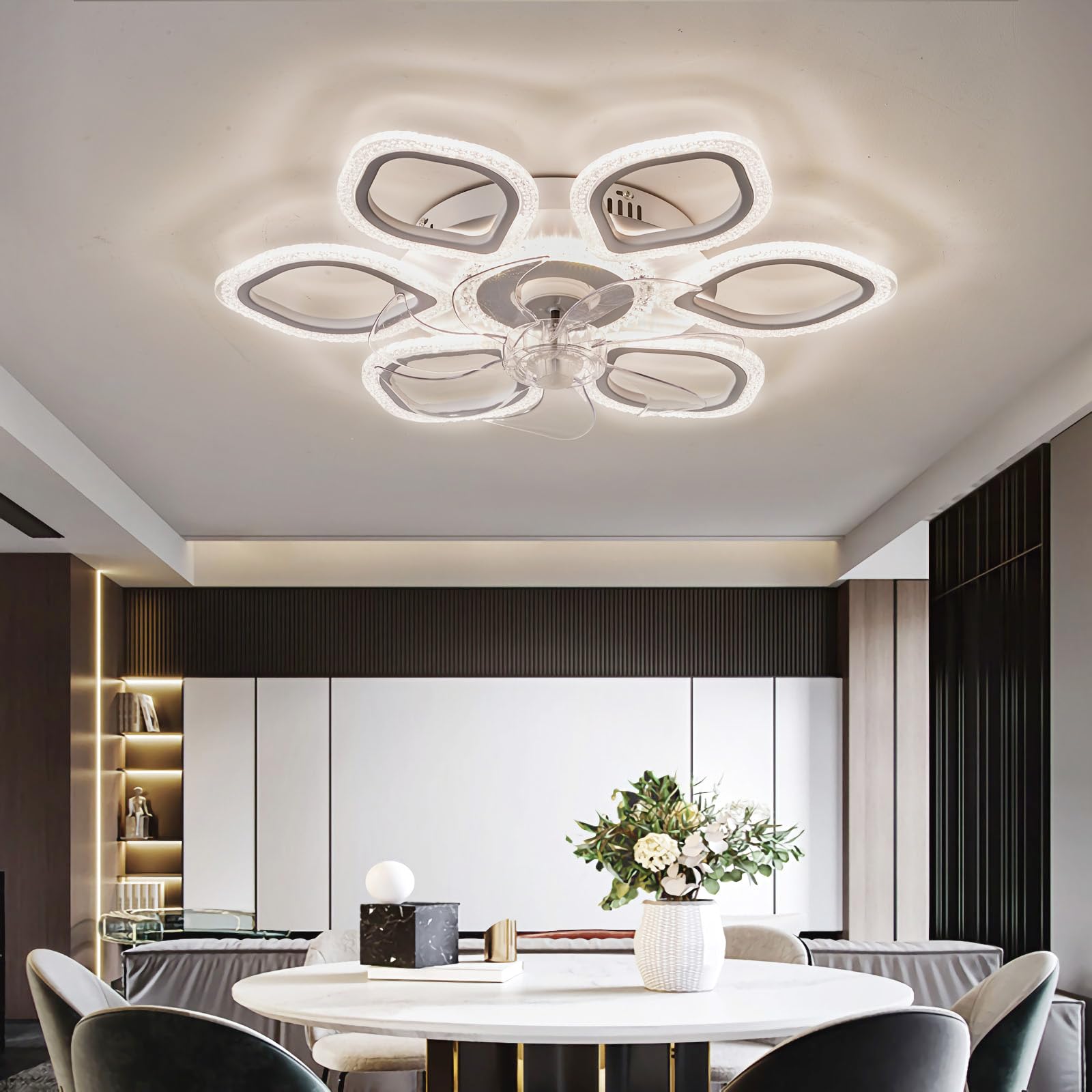 Ventilatore Da Soffitto Da 88 Cm Con Luce E Telecomando, 6 Velocità Del Vento, Timer, Luce Da Soffitto Dimmerabile 3 Temperature Di Colore Bianco 95510827