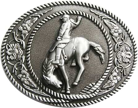 Boucle De Ceinture Unique - Portrait De Cheval Sur Parchemin Argenté - NEUF