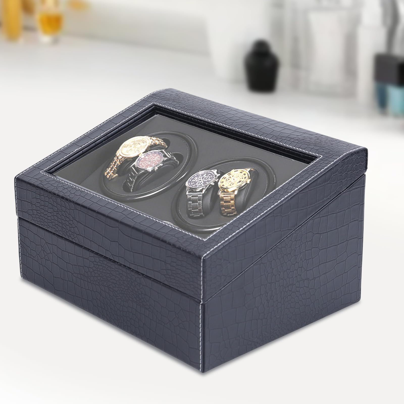 Automatik Uhrenbeweger | Uhrenbox | Uhrenkasten | Automatisch Drehbares | 4+6 Fächer | Watch Box | Transparentes Fenster | Für Automatikuhren, Schmuck