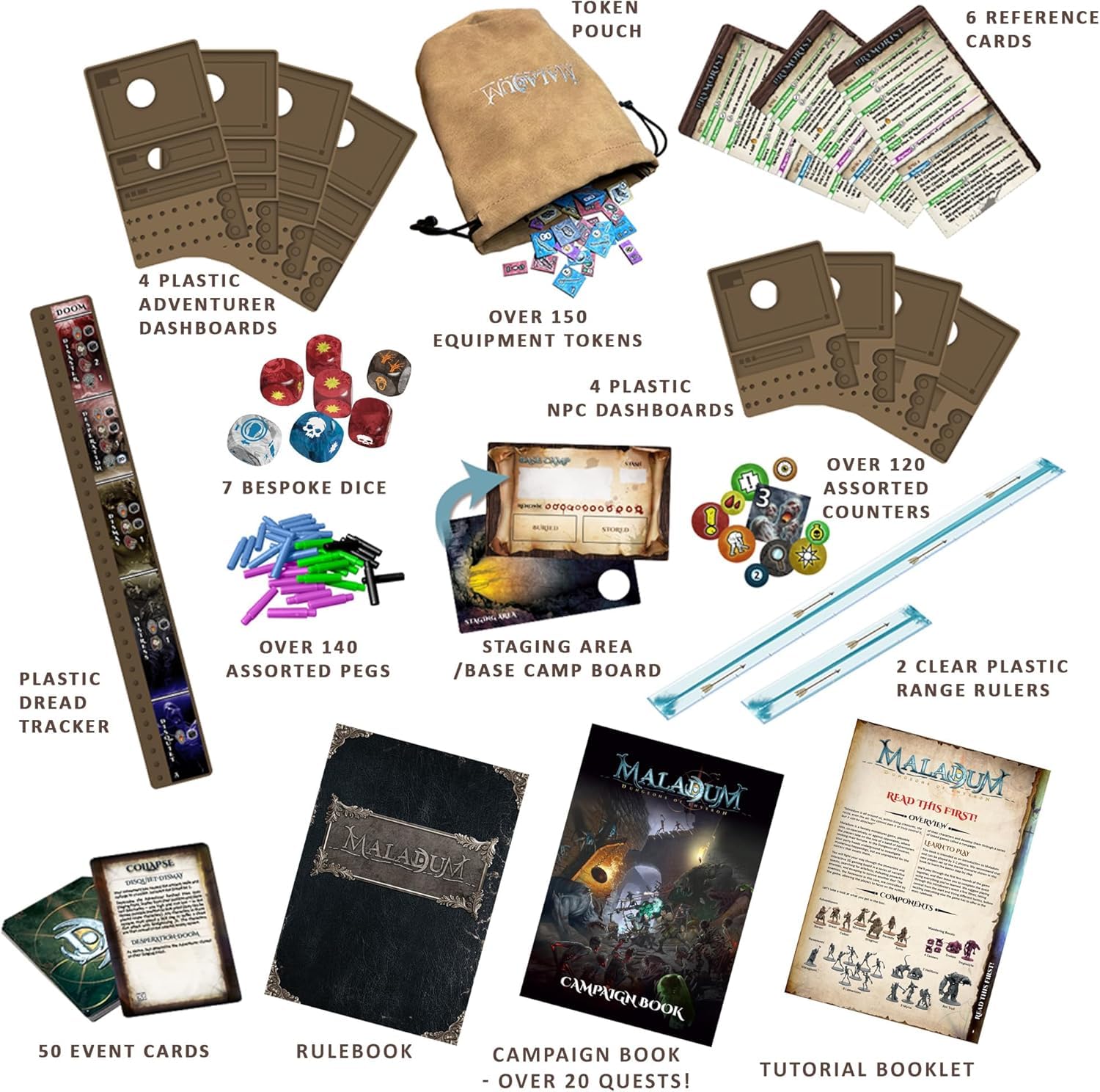 Maladum Dungeons of Enveron Starter Set - Fantasy Brettspiel für 1-4 Spieler, Alter 12+, Solo, Koop und Adversarial Play German Language Version