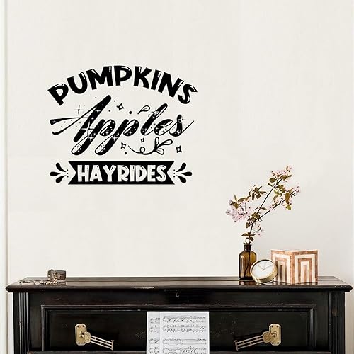 Miniatura 9 de Calcomanía artística de pared con diseño de calabaza, especias, todo, cosecha de otoño, camiones de Acción de Gracias, calcomanías murales de vinilo