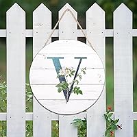 Vista 13 de Welcome Sign for Wall Initial Letter C Blue Round Wood Signs Monogram White Floral Wood Plaque Fresh Flowers 12in Mid Century Home Wall Decor for