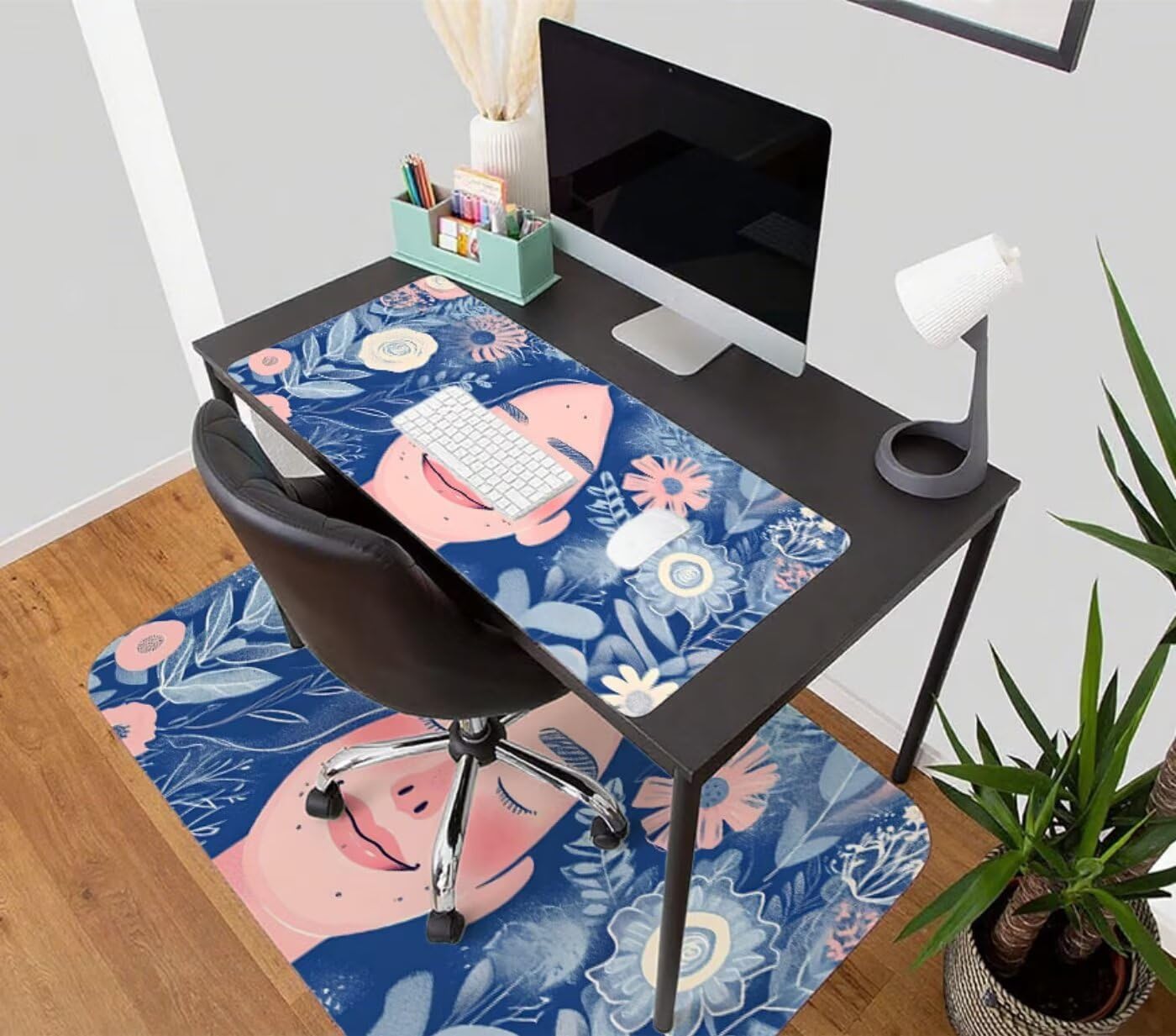 Tappetino Mouse XXL 1000 x 500 x 3 mm Tappetino Mouse Gaming, Blu Grande Sottomano Acrivania Accessori, Impermeabile e Antiscivolo Mousepad Ragazza, per PC, Laptop ufficio Desk Mat Accessori H-8069