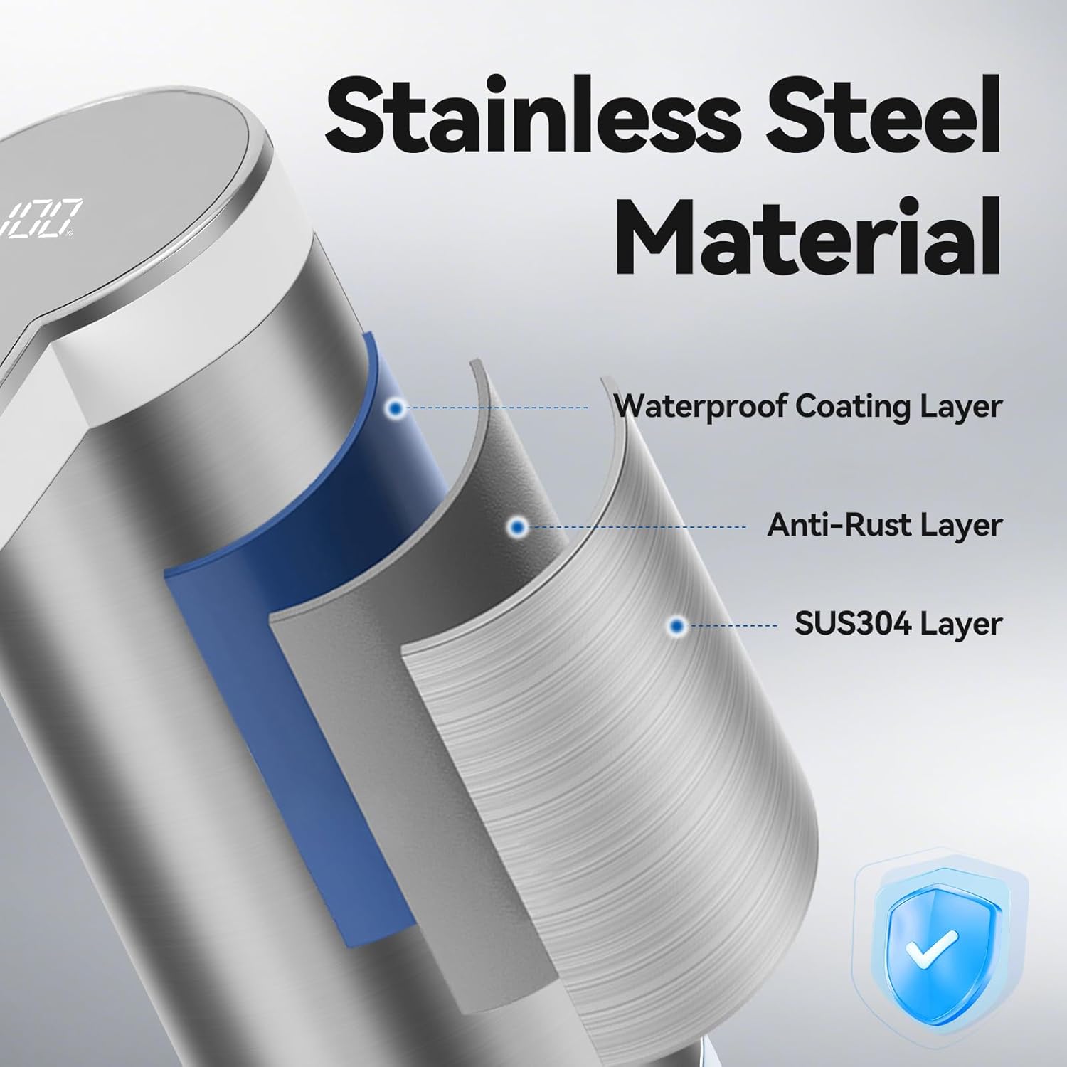 Automatic Foaming Soap Dispenser, 350ml Stainless Steel Touchless Soap Dispenser with Digital Display for Bathroom & Kitchen,4-Level Adjustable Dispensing, IPX5 Waterproof