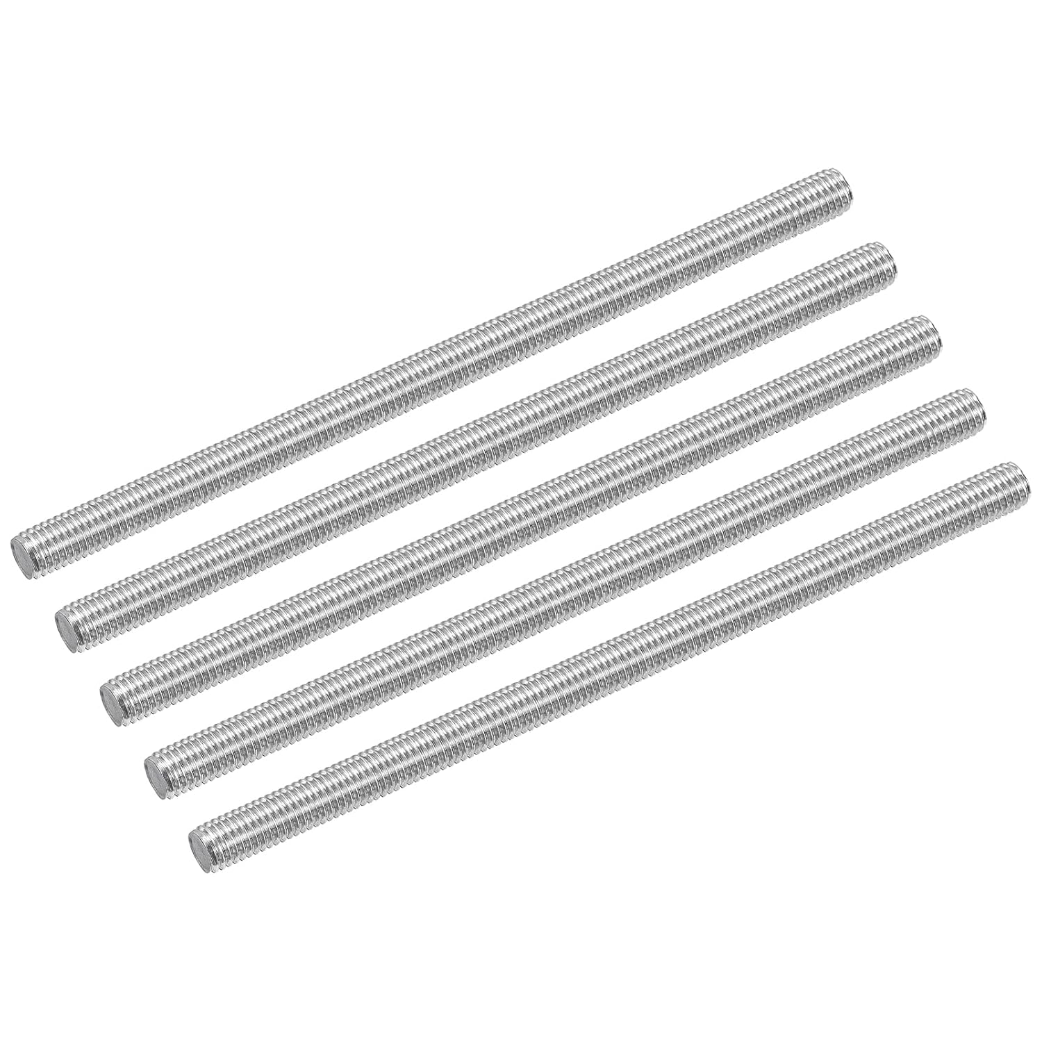 uxcell 15Pcs M6 x 250mm Fully Threaded Rod 304 Stainless Steel Right Hand Threads Bar Studs for Anchors Bolts, Clamps, Hangers and U-Bolts, 1 Thread Pitch