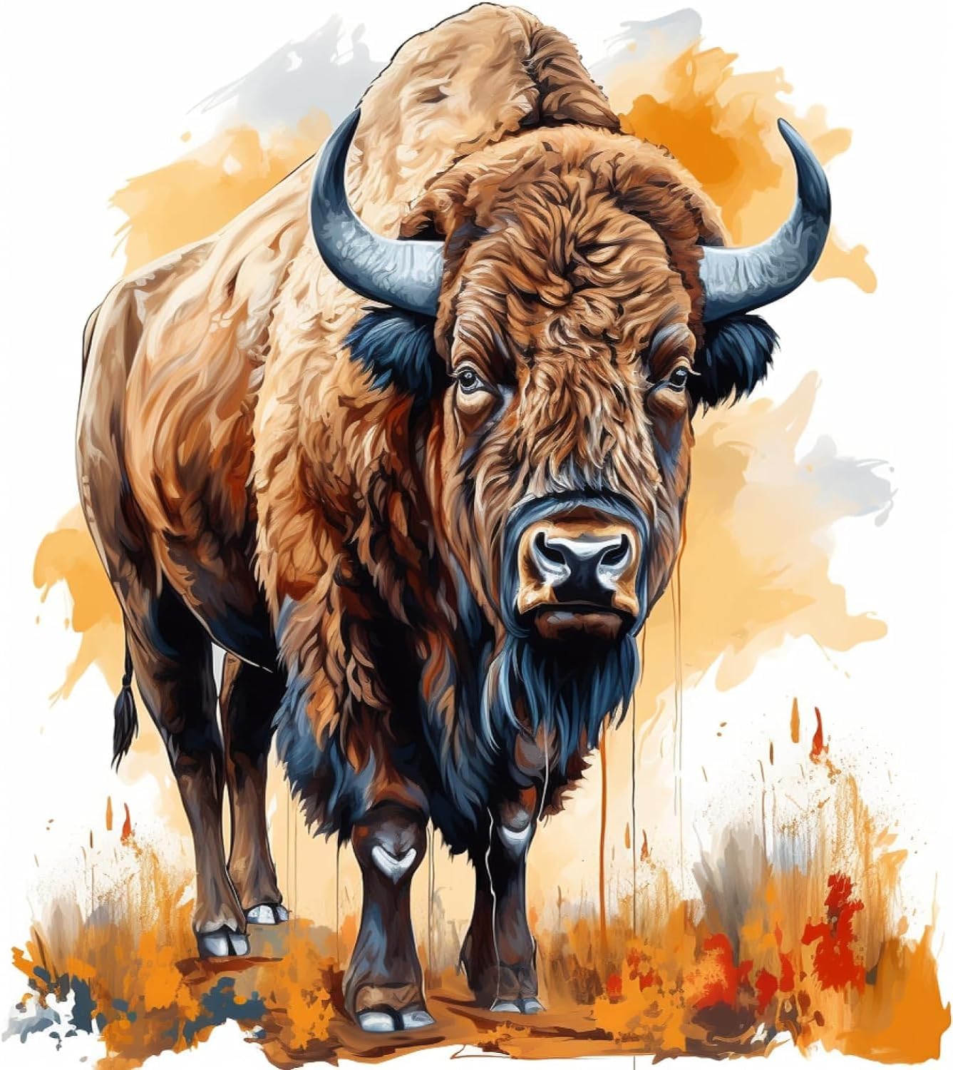 ZMHZMY Adults' Paint by Number Kits, American Bison Buffalo Animal,Paint by Number Kits on Canvas,DIY Oil Paintings for Kids Beginners Arts and Crafts,40x50cm No Frame