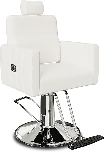 Baasha Cómoda silla reclinable con reposacabezas extraíble, capacidad de peso de hasta 440 libras, color blanco