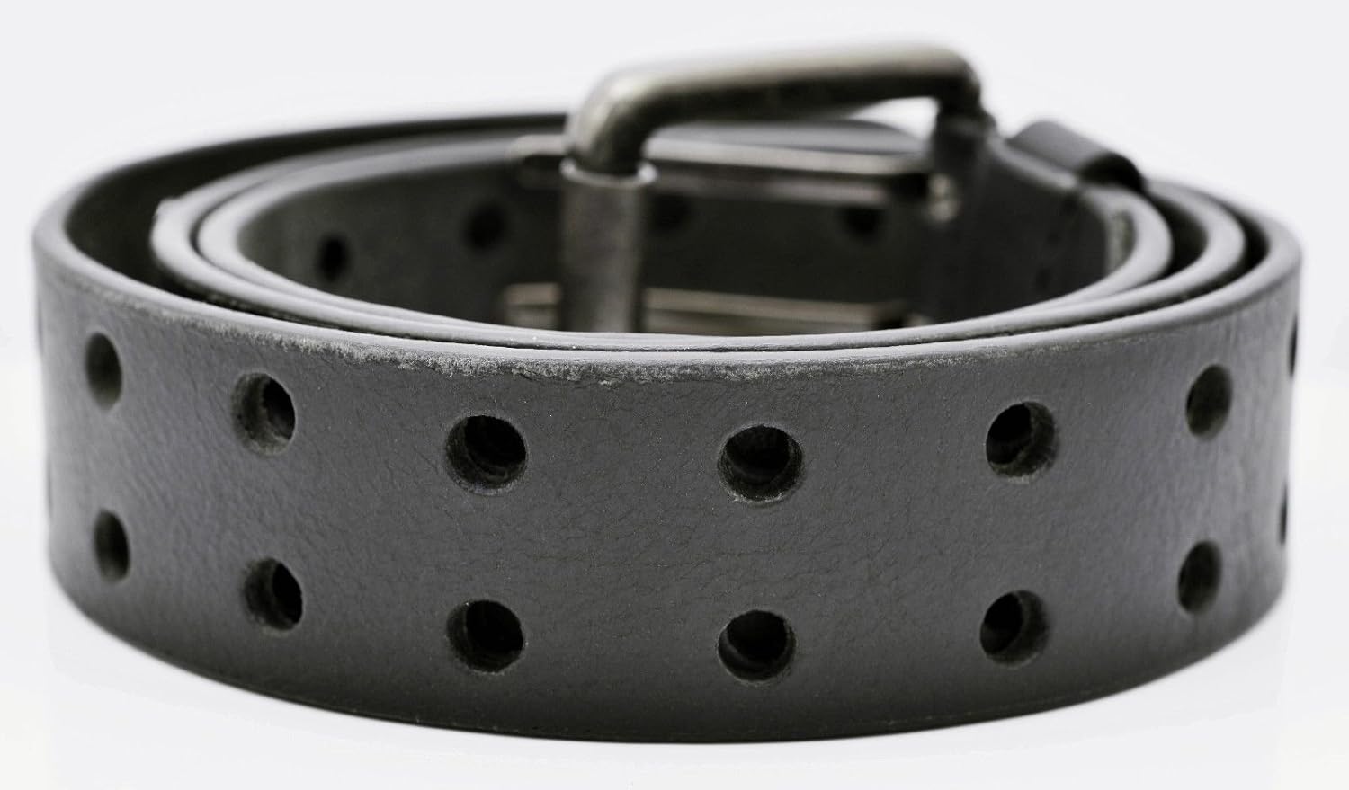 Full Grain Buffalo Leather 2-Hole Jeans Belt - Black