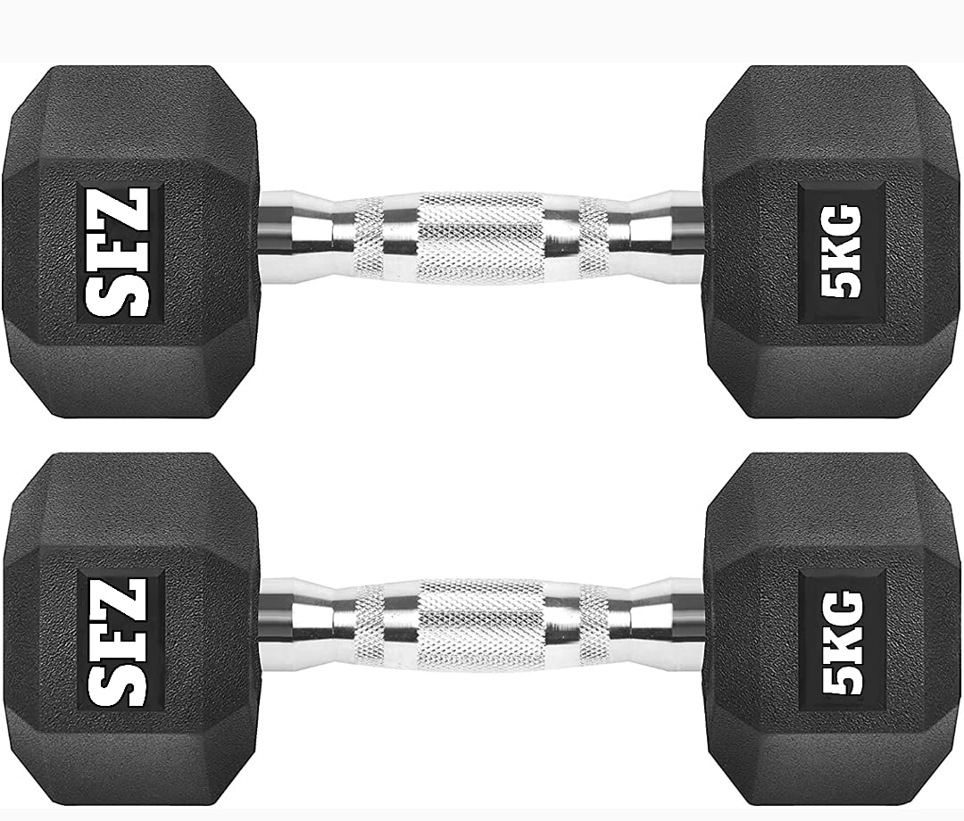SFZ Hexa Dumbbells 5kg Set/Pair Hexa rubber Dumbells Home Gym Kit Dumbbell (pack of two) 10kg Weights (B08ZJSQ6GY) Amazon Price History, Amazon Price Tracker