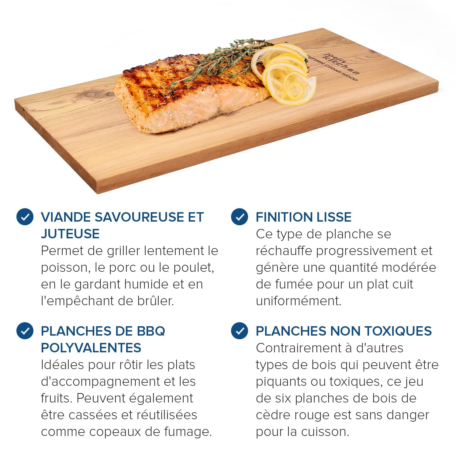 Planches à fumer en cèdre pour fumoir viande et poisson - Lot de 2