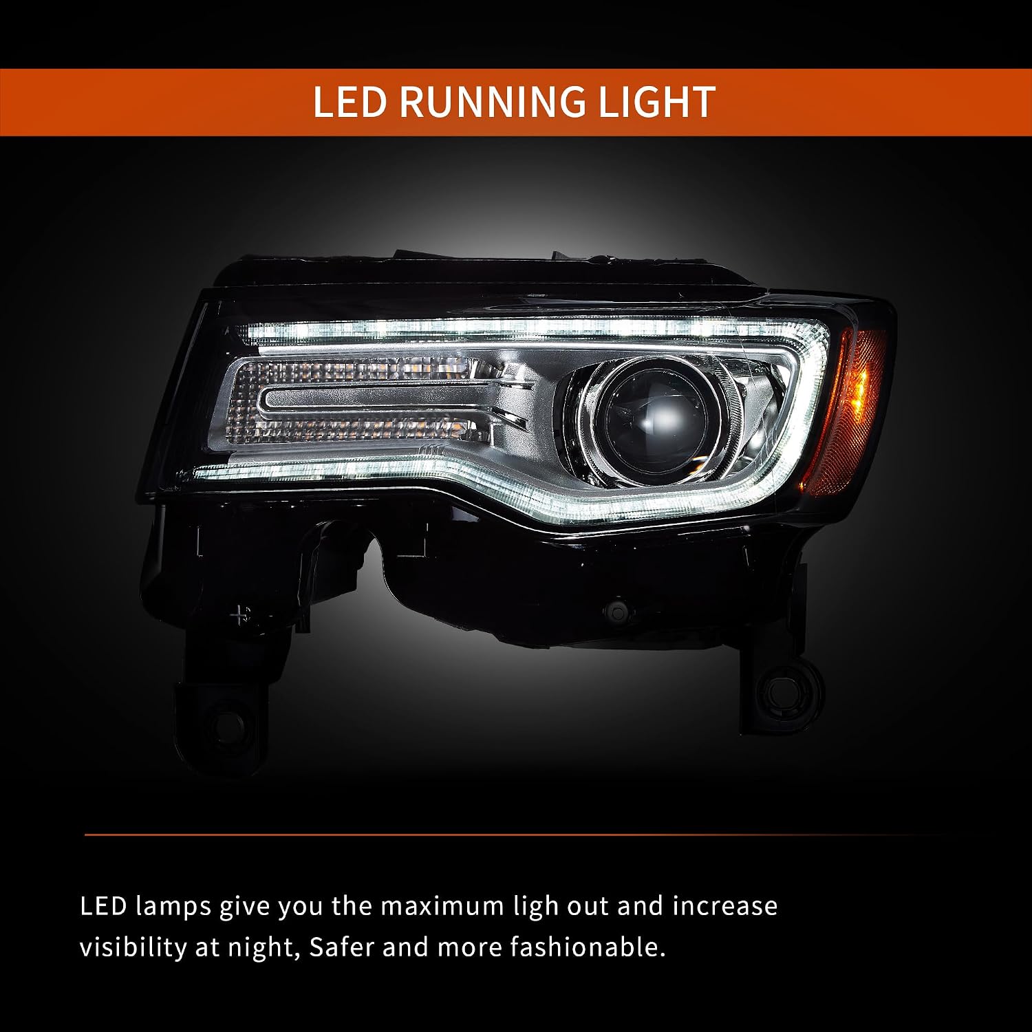 VLAND Headlights For Jeep Grand Cherokee WK2 2014-2021 4th Gen (Fourth Generation WK2) With Start Bule to White Dynamic Animation and Sequential Tun Signa Front Lamps Assembly, Chrome Lens Style