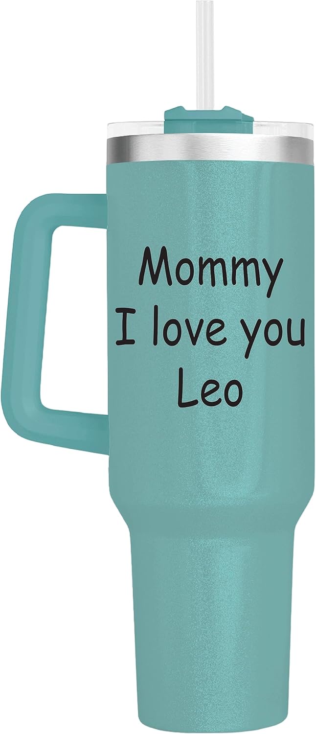 Personalized 40oz Tumbler With Handle and straw | Stainless Steel Insulated Tumbler | Travel Cup | Double Wall Coffee Cup for Hot and Cold Drinks | Shimmer 40oz Tumbler With Handle - Image 2