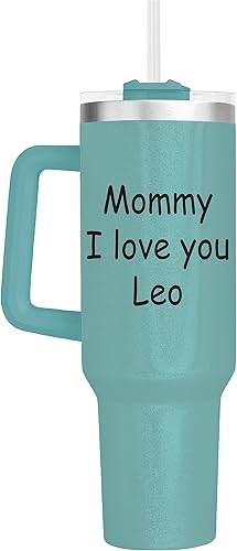 Miniatura 2 de Vaso personalizado de 40 onzas con asa y pajilla, vaso aislado de acero inoxidable, taza de viaje, taza de café de doble pared para bebidas frías y