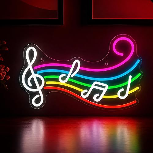 Music Neon Sign Musical Note Staff LED Light Sign for