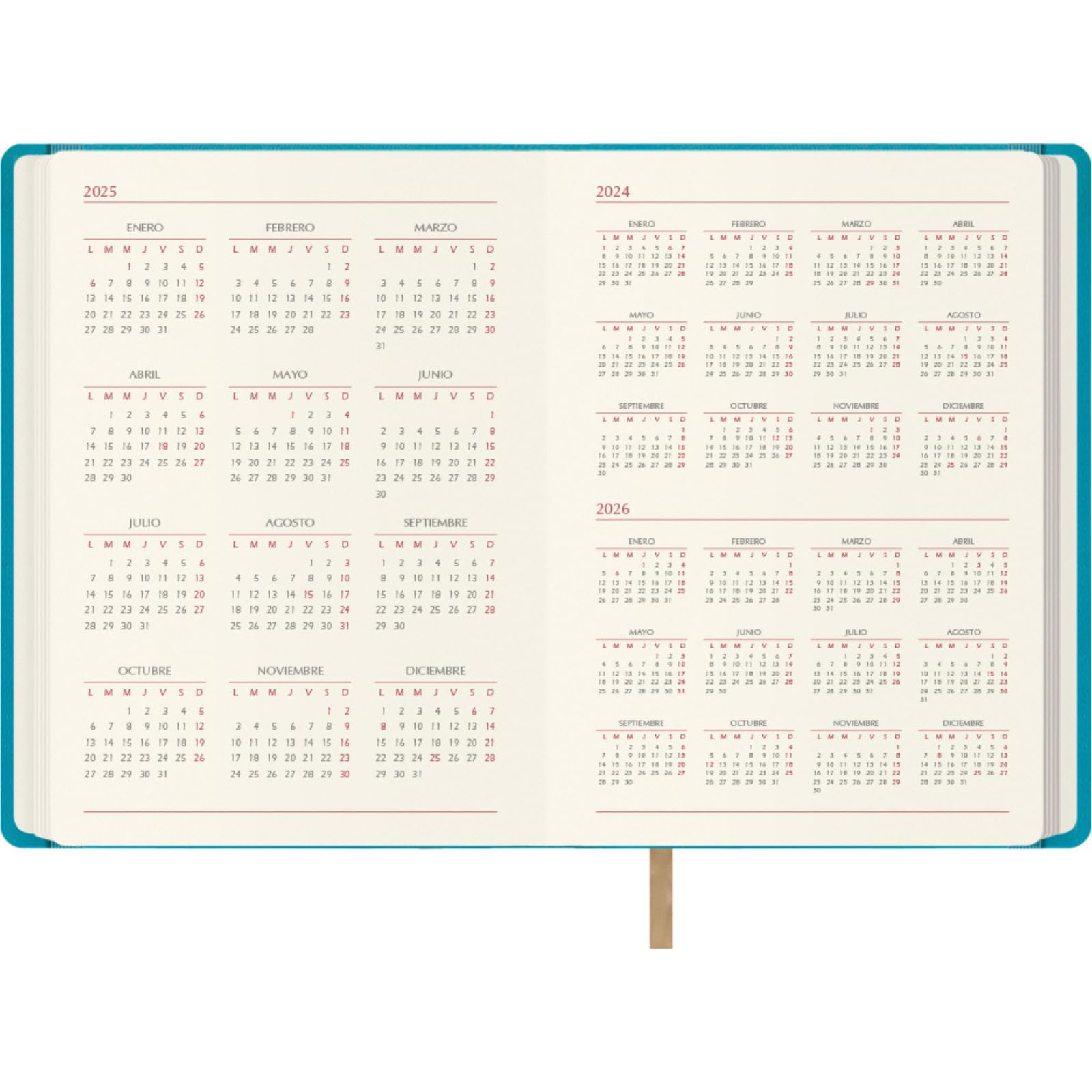 Dohe, 2025 Diary, Day by Page, A5 Size (15 x 21 cm), 12 Months January to December, Leatherette Hardcover, Planner in Spanish - Image 3