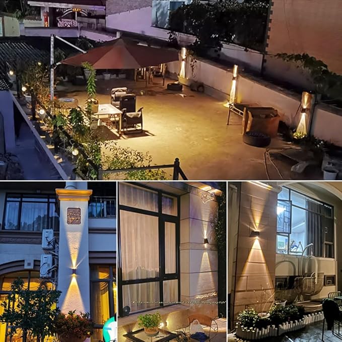 kpslucerna Solarlampen voor tuin buiten, 2 stuks wandlampen op zonne-energie voor buiten, led-wandlamp op zonne-energie naar boven en beneden decoratief licht, IP65 waterdichte lampen op zonne-energie photo 2