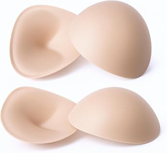2 Pairs Womens Push Up Bra Pads Inserts Triangle Breathable Breast Enhancer 4.88 * 5.11inch, Bra Cups Insert or Sew In Skin Color Removable Breast Padding Large Cup Bust Lifter Push up Swimsuit Pad