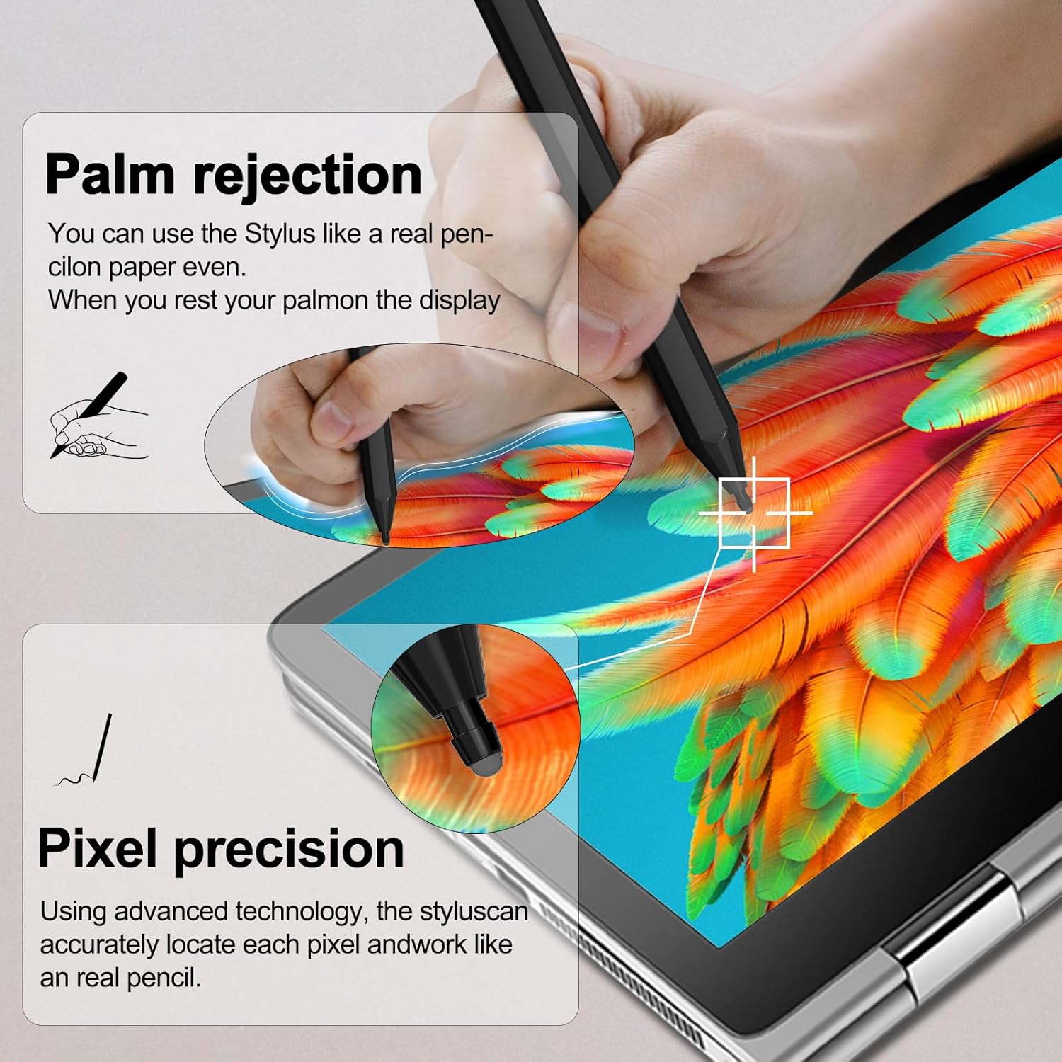 USI 2.0 Stylus Pen for Chromebooks, 4096 Levels Pressure, Palm Rejection Compatible with Amazon Fire Max 11, Lenovo, ASUS, HP, Acer Chromebook & Google Pixel Tablet Stylus Pen