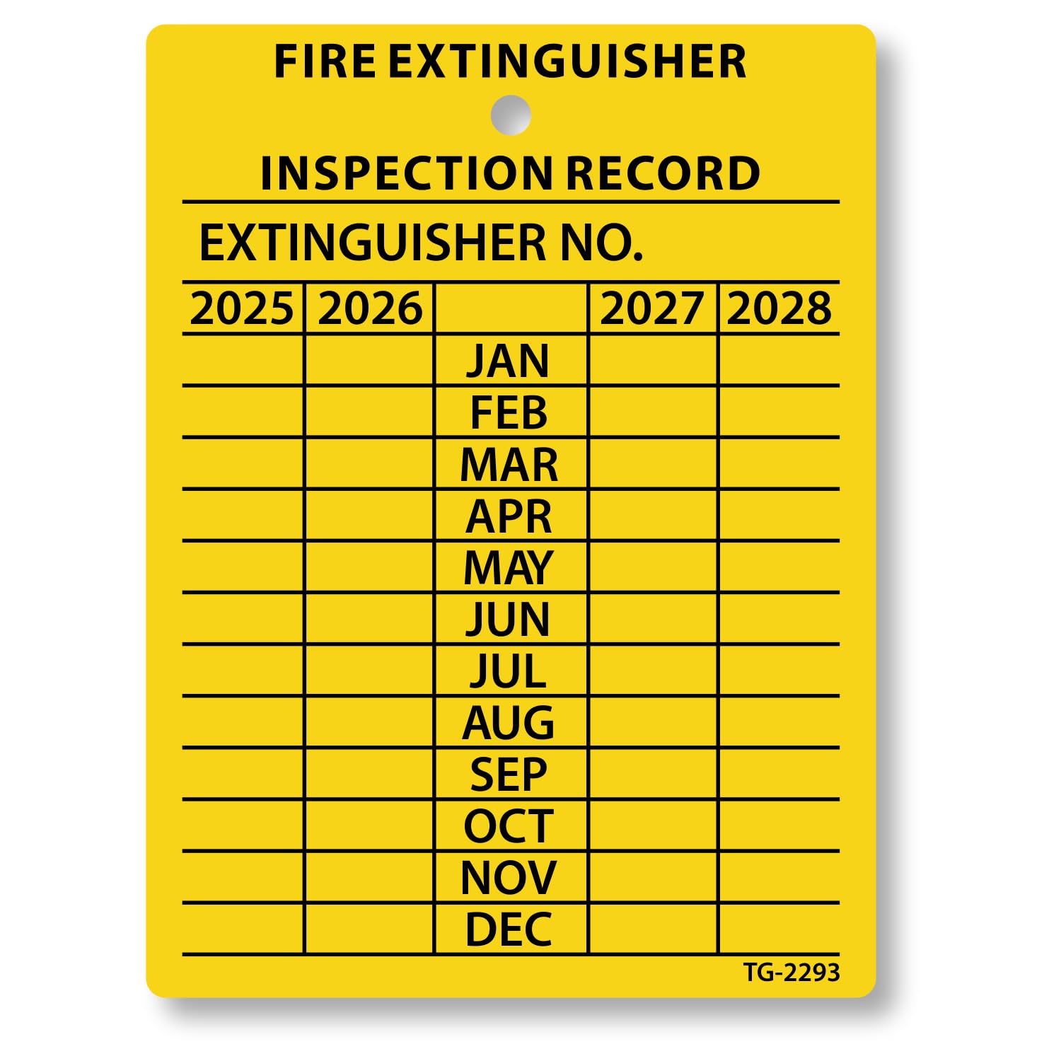 SmartSign 4-Year Yellow Fire Extinguisher Tags Monthly Inspection (10 ...