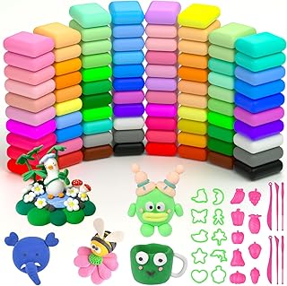 AUAUY Modelliermasse-Set, Knete Starter Set mit Schnitzwerkzeugen und Zubehörteilen, 84 Farben Lufttrocknende Magische Knete für Kinder, Geschenk für Jungen und Mädchen im Alter von 3-12 Jahren