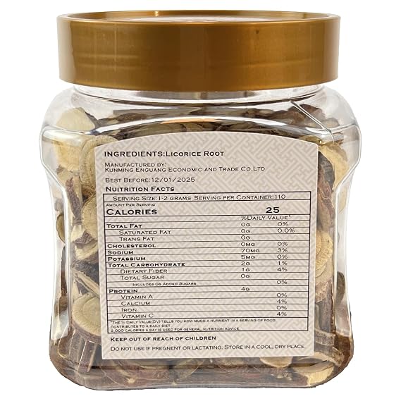 Premium Licorice Root Tea Slices  7.76oz (220g) 100% Natural, Cut & Sifted for Soothing & Digestive Support