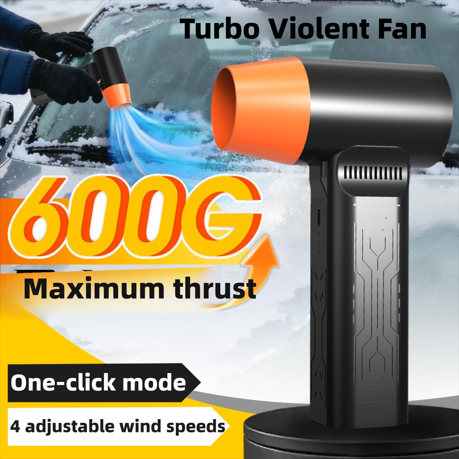 EMEBAY Soffiatore Aria Compressa 600g con Potenza del Vento, Spruzzo Aria Compressa con Batteria, Spolverino Aria compressa Senza Fili per Pulizia di Officina e PC, Rimozione di Neve e Foglie