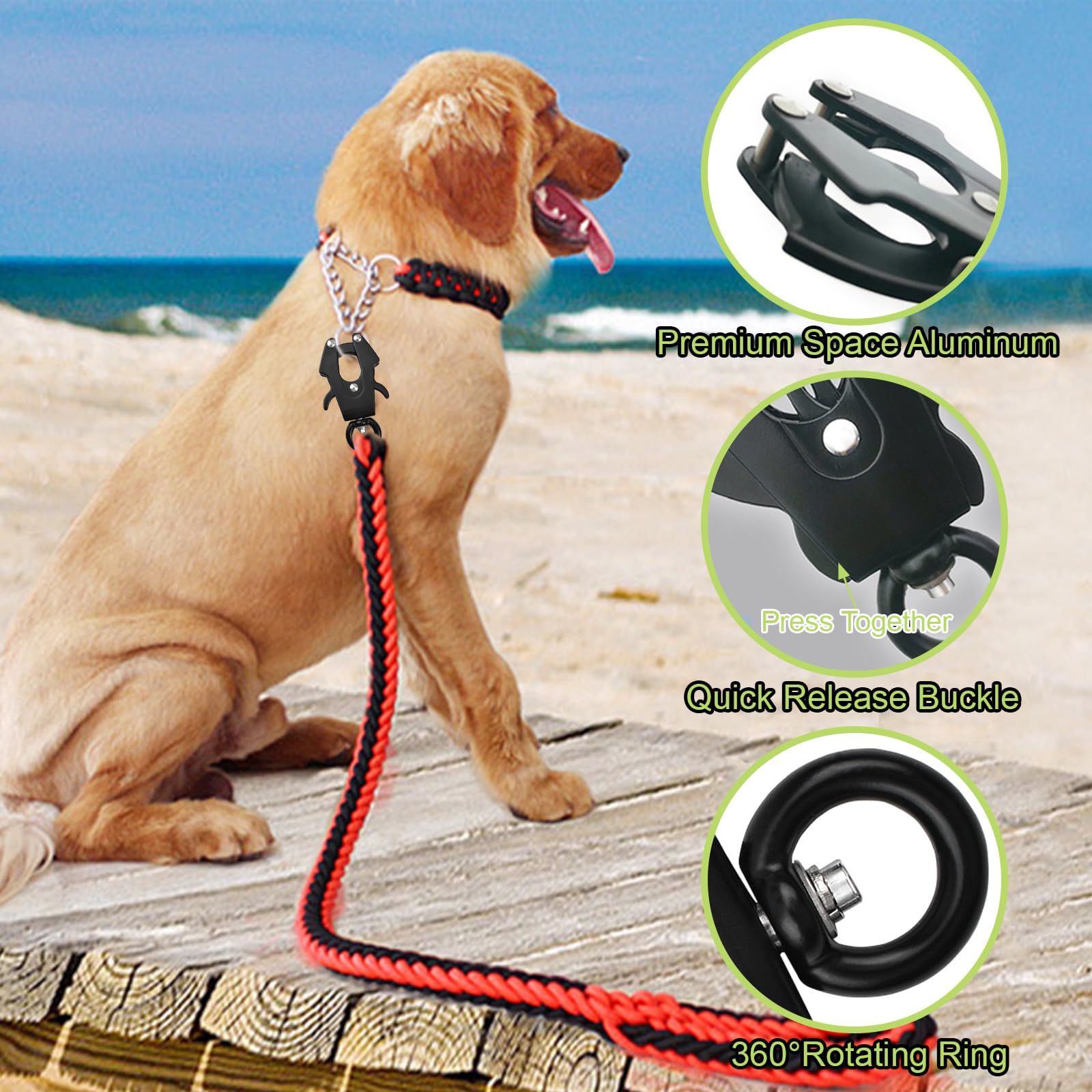 Clip De Laisse Pivotant 360° Pour Chien - En Alliage De Zinc, Force 300kg, Tailles 15/20/25mm, Idéal Randonnée
