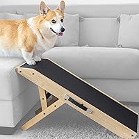 PriorPet Foldable Dog Ramp for Couch & Bed - Adjustable 7-20in Height, Non-Slip Birchwood, 200lb Capacity, No-Gap Landing Platform