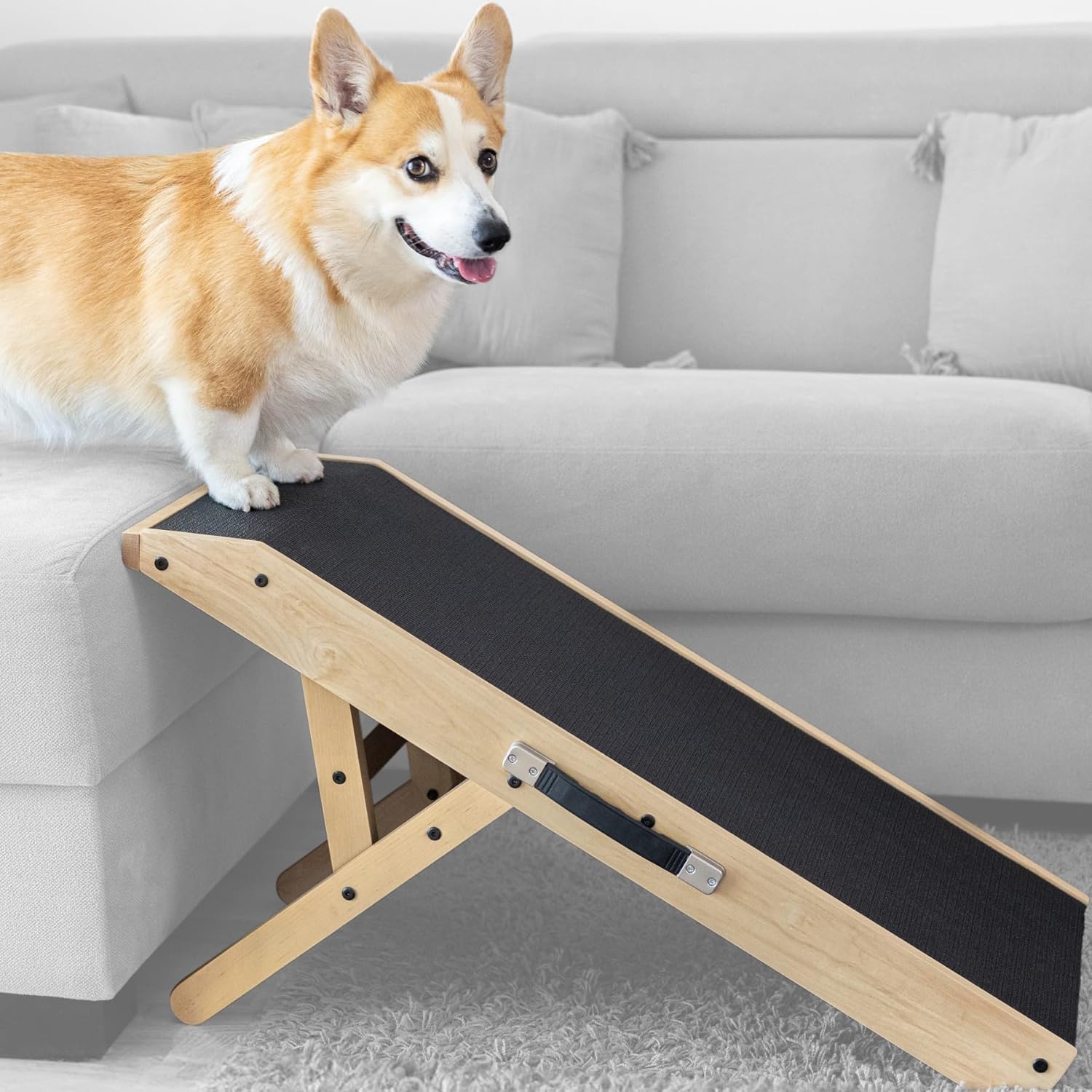 Dog ramp for Couch – Non-Slip, Sturdy Build Foldable Dog ramp – Supports up to 200lbs – Adjustable 7'' to 20'' – Landing Platform Seamlessly Connects