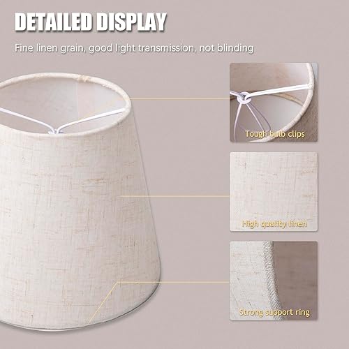 Miniatura 5 de Lámpara pequeña con clip en bombilla para bombillas de candelabro, mini pantallas para candelabros, decoración del hogar, pantalla de tela beige de