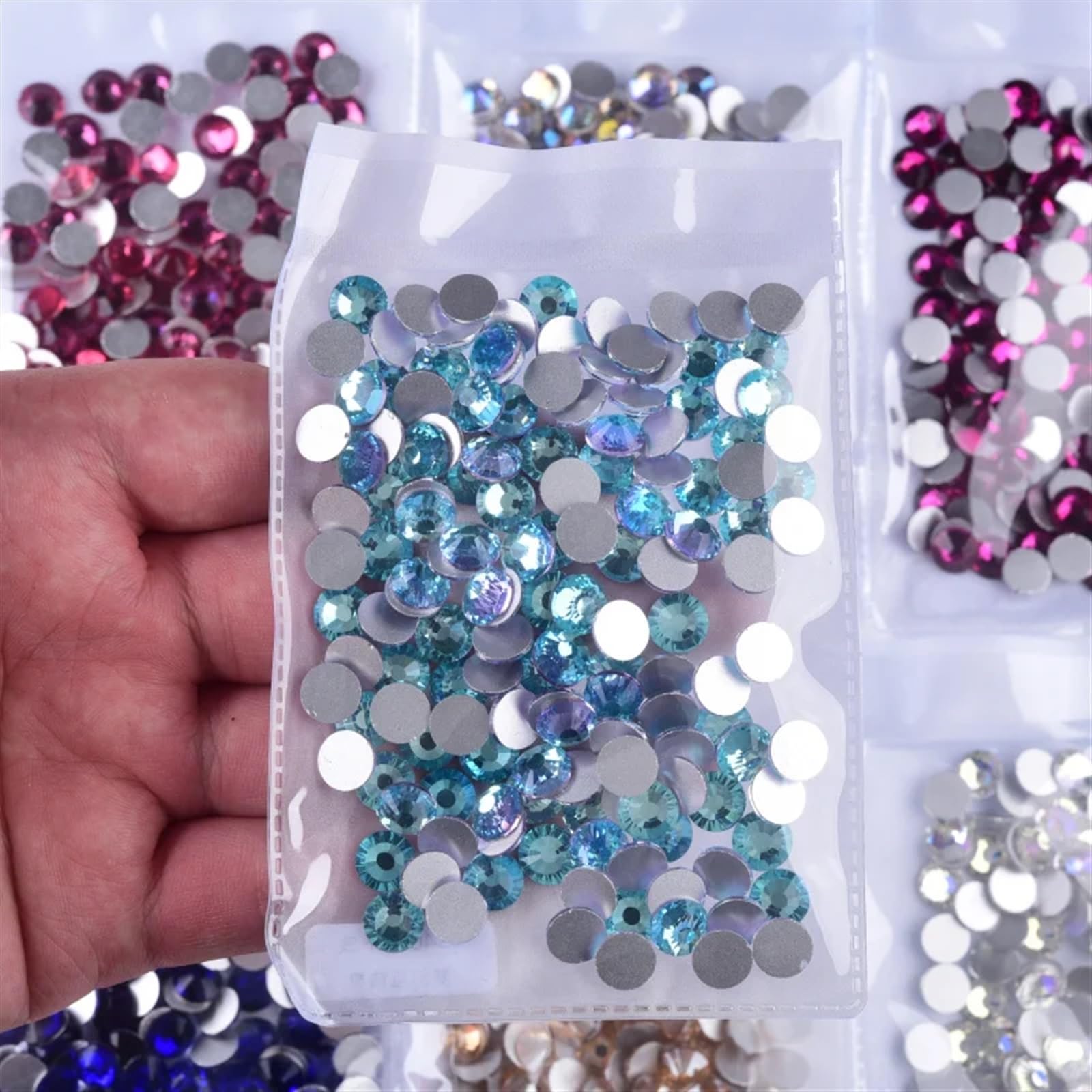 Hotfix Strasssteine Flatback Strasssteine, Kristall AB Glitter Strass Glas Nicht Flatback Diamant Nail Art Dekorationen for Dekoration 144 stücke