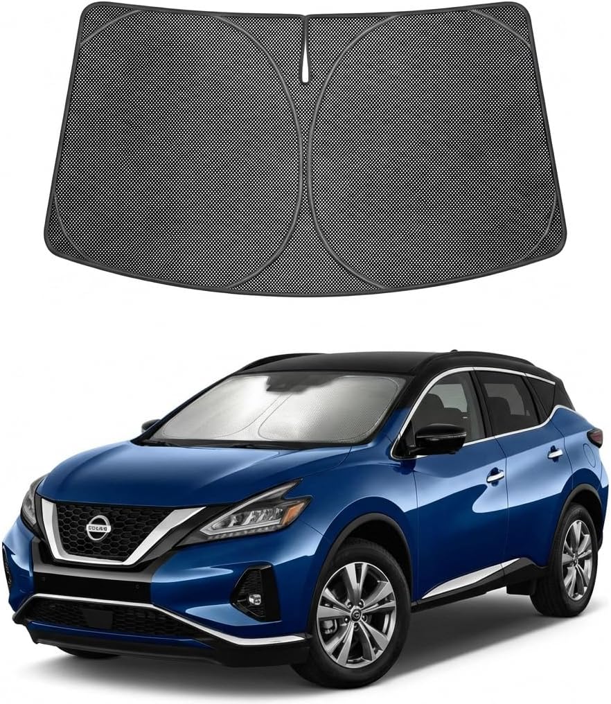 Proadsy Windshield Sun Shade Custom Fit Nissan Murano 2025-2026 Ice Crystal Black Front Window Sunshade UV and Heat Blocker Foldable Visor Keeps Car Cooler for Summer Parking and Daily Use