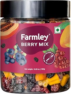 Farmley 8-in-1 Berry Mix Dried Fruits Blend - Black Raisin, Blackcurrant, Peach, Papaya, Mango, Blueberry, Strawberry, Cranberry | 10.5 oz Antioxidant Snack