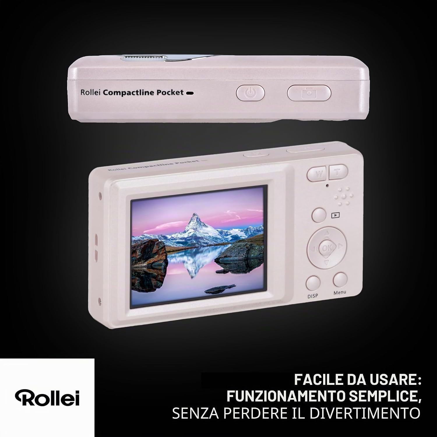 Top and back view of the Rollei Compactline Pocket camera