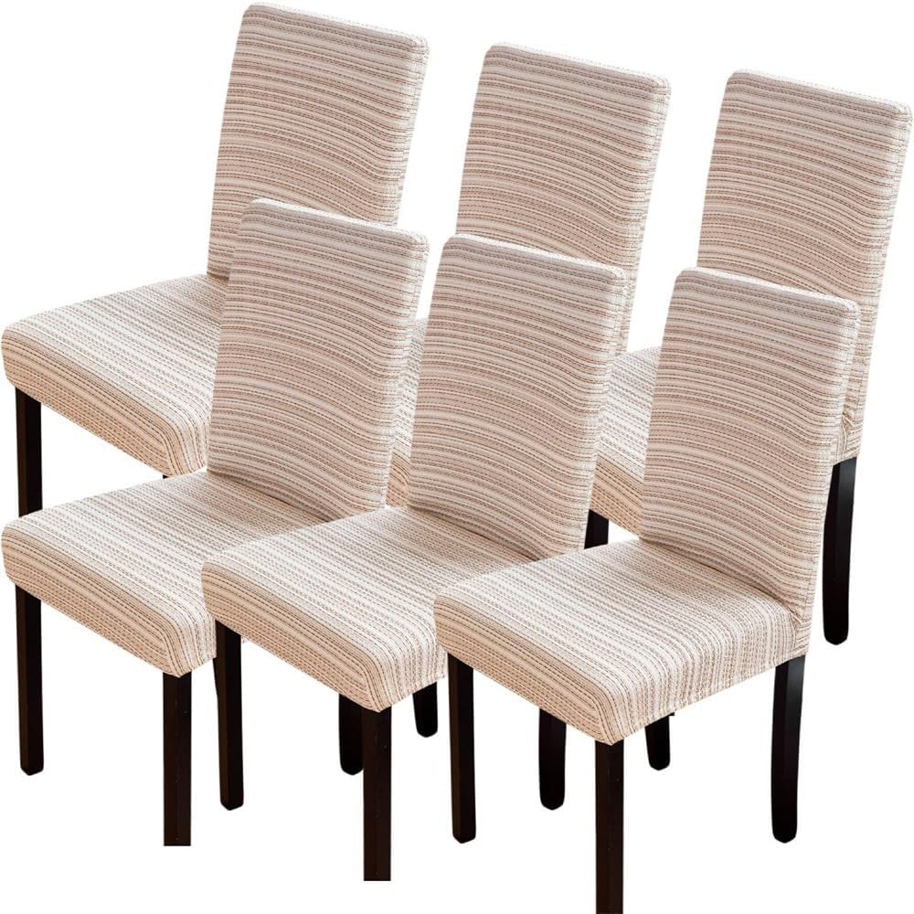 Fundas Modernas A Rayas Lino para Sillas Parsons De Comedor 2/4/6 Piezas