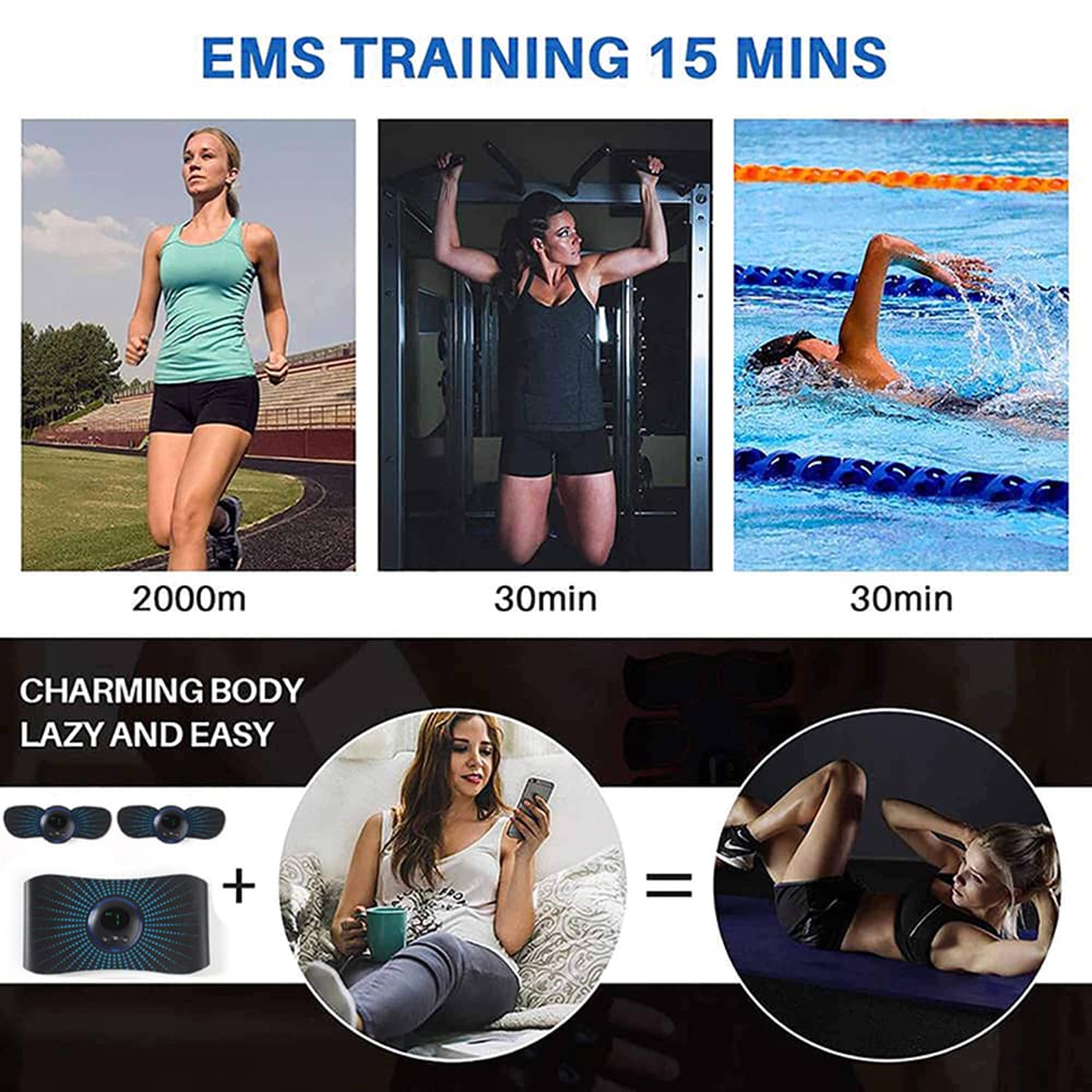 Elektryczny pas wyszczuplający ABS ze stymulatorem USB, inteligentnym EMS, do treningu mięśni brzucha, tonizujący, do ciała, ramion, nóg i talii, do odchudzania, fitness, unisex