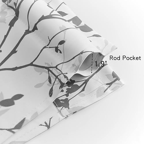 Miniatura 5 de Luvyohmee Juego de cenefas y niveles de cortina de cocina con ramas de árbol gris, cenefa con bolsillo para barra y niveles para ventanas pequeñas,