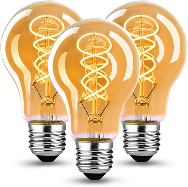 Edison Vintage Żarówka E27, E27 LED Vintage ściemnialna 4W Żarówka E27 Led Ciepła Biała Edison Żarówka E27 Vintage Idealna do oświetlenia retro w domowej kawiarni Bar, bursztynowe szkło - 3 sztuki