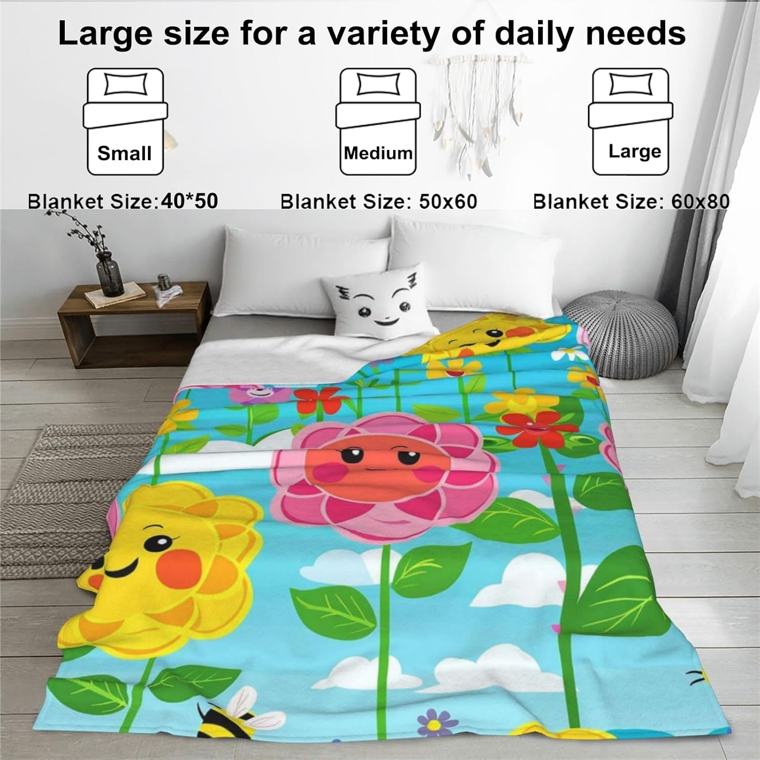 Bohemian Mandala Design Flannel Blanket Intricate Floral and Paisley Warm Lightweight Throw Blankets for Sofa Picnic Travel and Gathering Decorate All Season Use Boho Lovers Gifts 50x60in - Image 4