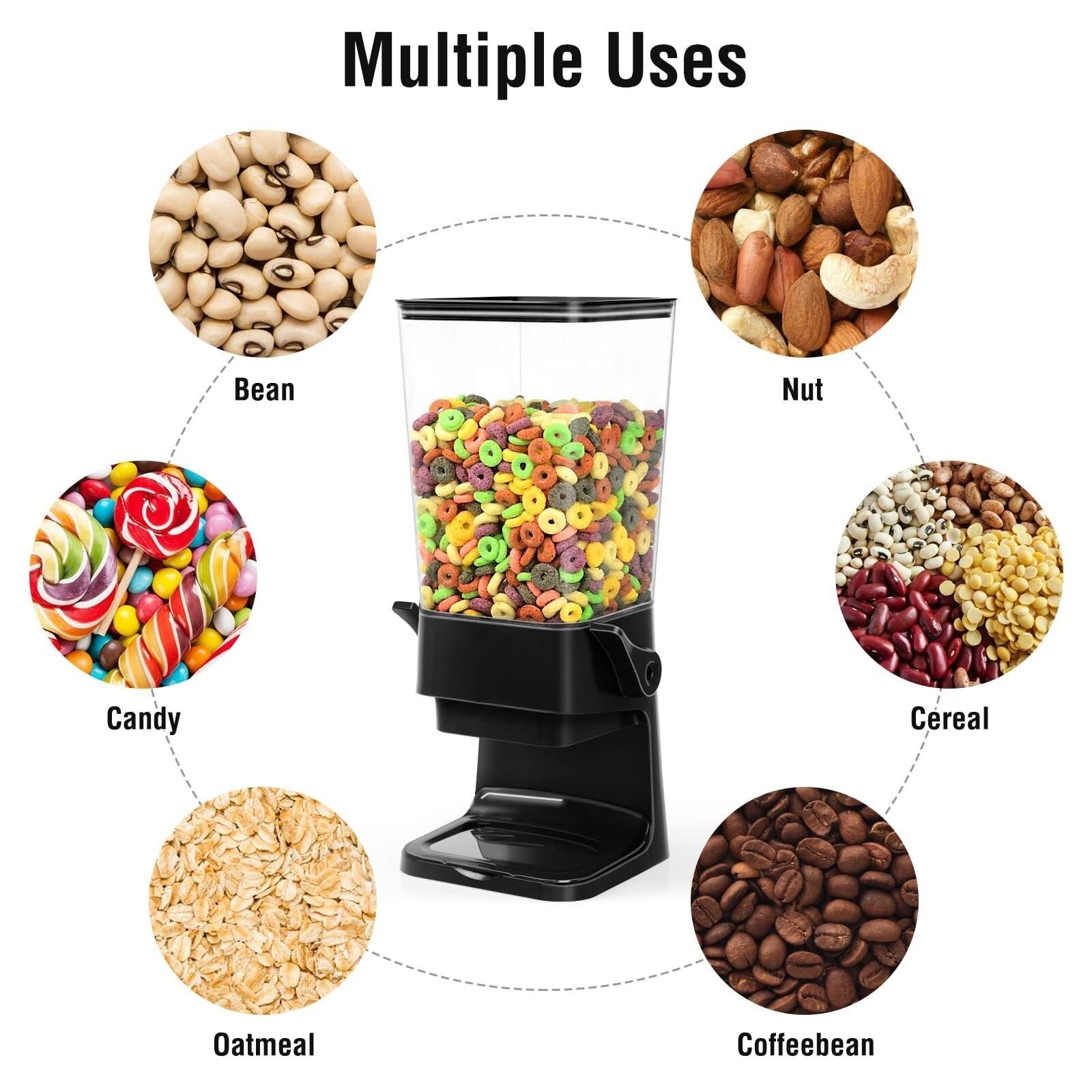 Dispenser Cereali da Colazione Distributore di Cereali da Banco Distributore di Grandi Dimensioni per Cereali Distributore di Cibo Secco Distributore di Caramelle Contenitore Cereali