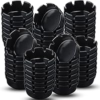 Reginary 48-Pack Round Black Plastic Ashtrays, 4-Inch Durable Bulk for Home, Bar, Restaurant - Indoor Outdoor Cigar Use