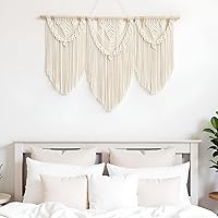 Vista 5 de guzhiou Tapiz grande de macramé para colgar en la pared, tapiz bohemio para decoración de pared, elegante tapiz bohemio hecho a mano, decoración