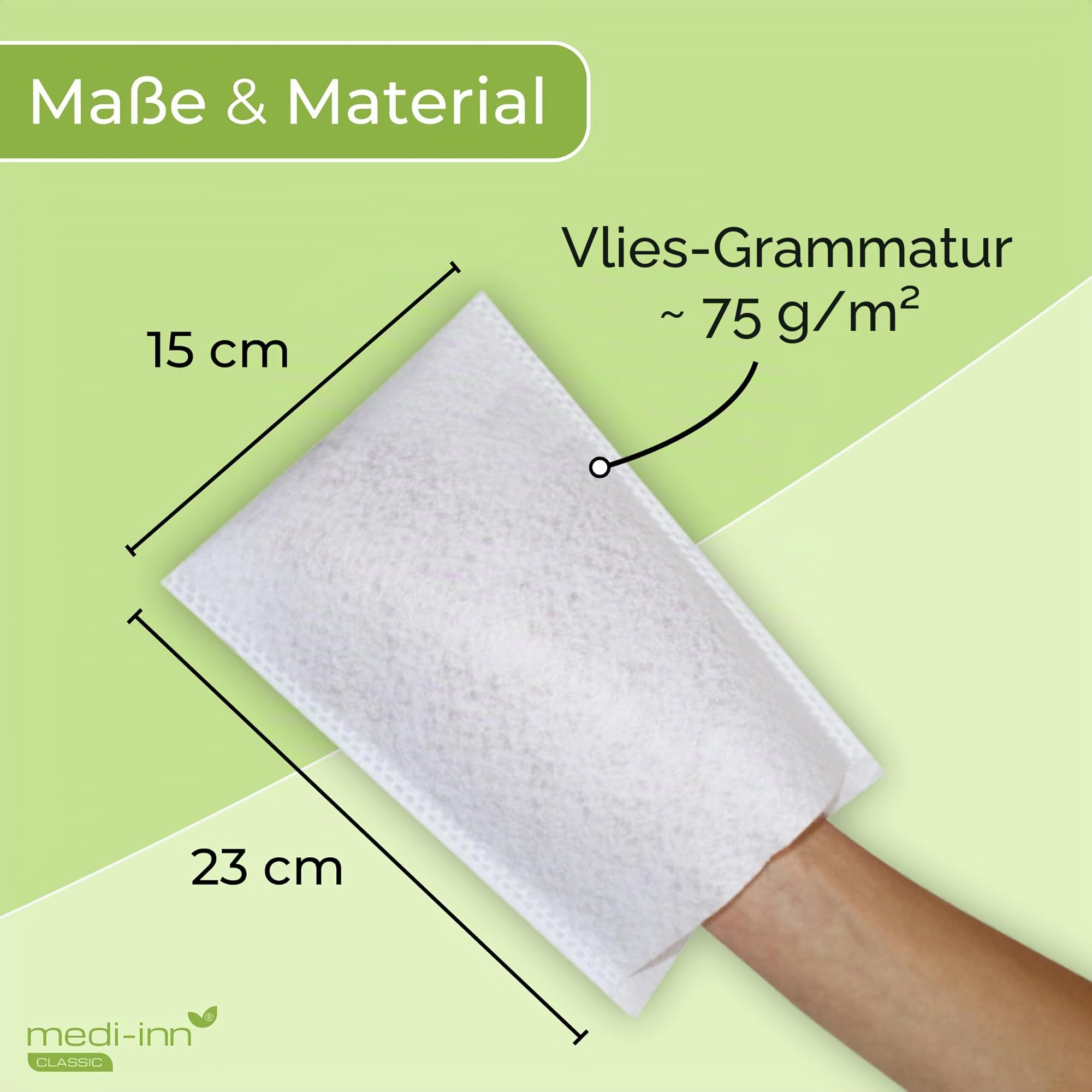 Medi-Inn Einmal-Waschhandschuhe Molton weiß, 20 x 50 Stück – 75 g/m², 22 x 15 cm, latexfrei, für Pflege & Babypflege