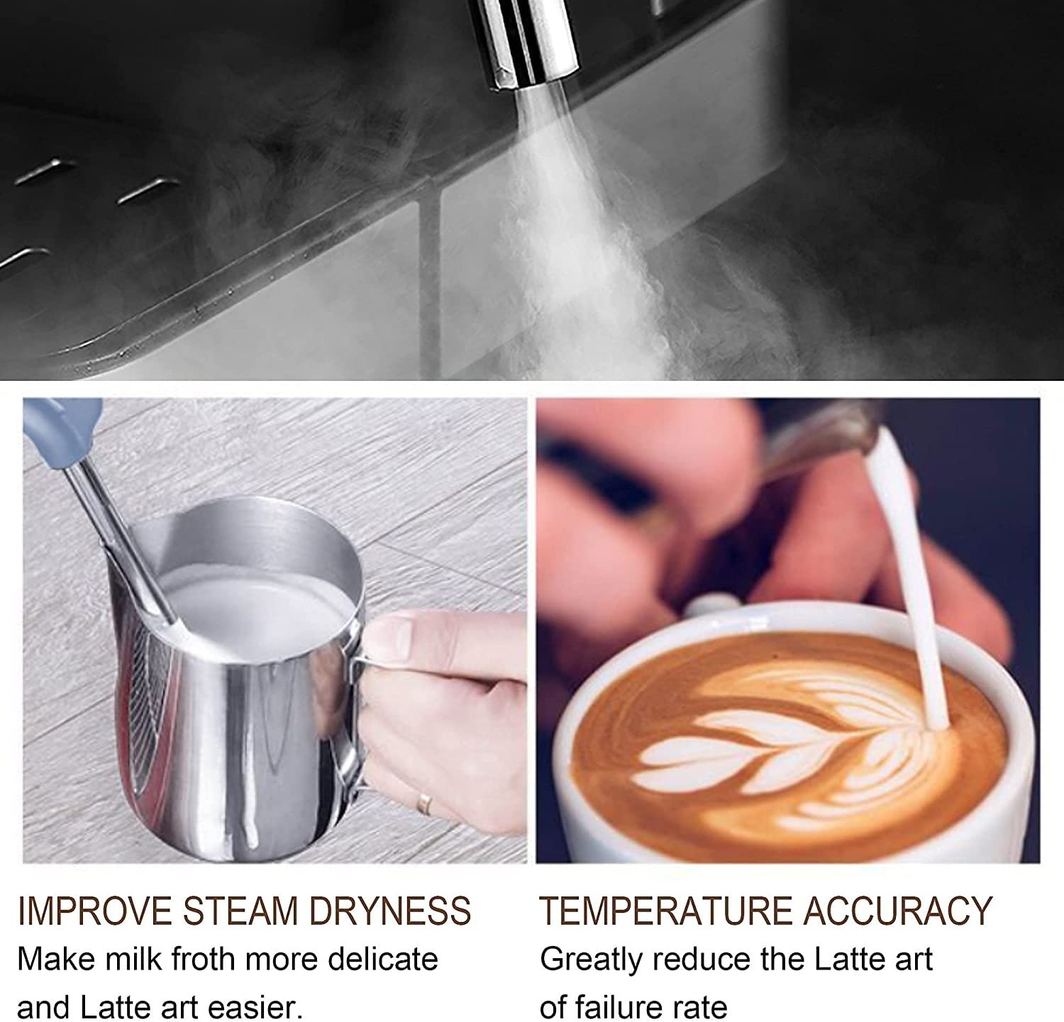 Cafetera Espresso Y Capuchino con Vaporizador De Leche, Compacta Y Profesional, para Café Latte Y Moca, De Acero Inoxidable Cepillado.