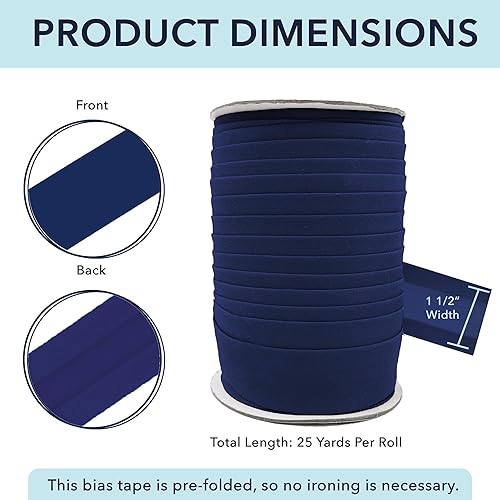 Miniatura 89 de Mandala Crafts Cinta al bies de un solo pliegue de 5/8 pulgadas para coser, acolchar, tuberías, dobladillo, manta y encuadernación de colcha, cinta