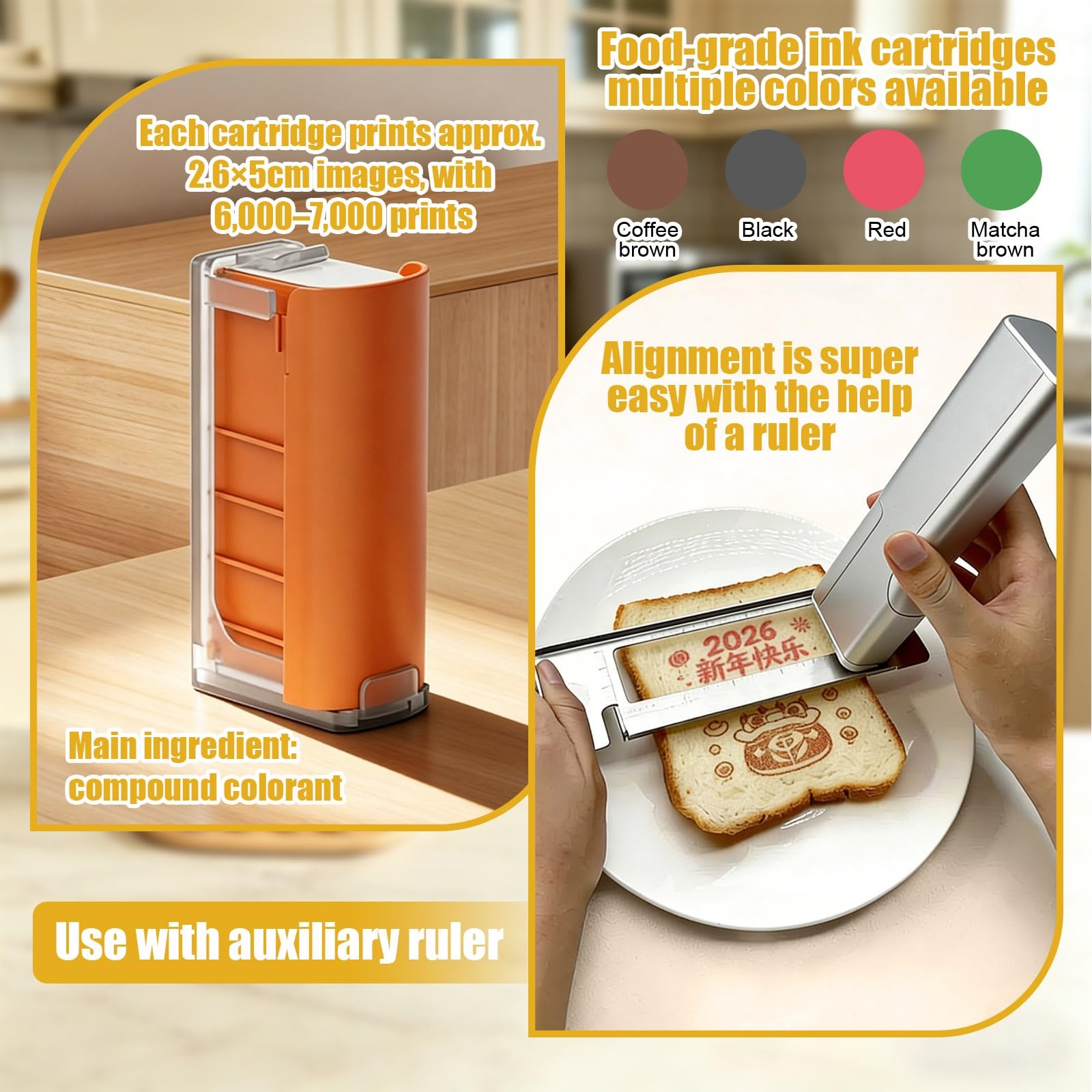 Stampante commestibile per biscotti – Stampante per decorazione alimentare ad alta risoluzione per design personalizzati, ideale per bar e panettieri domestici, perfetta per progetti professionali di