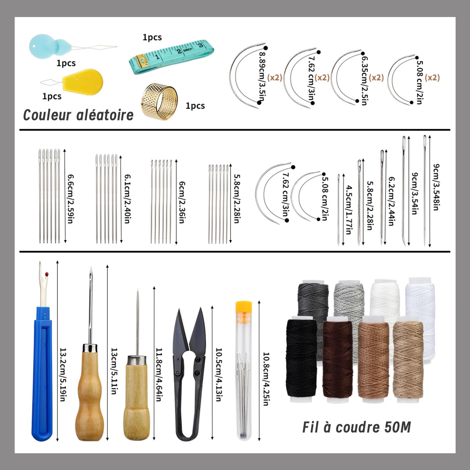 54 pièces Ensemble de couture en cuir Ensemble d'outils en cuir d
